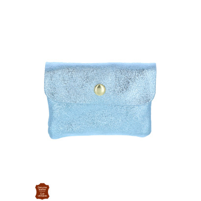 PORTE-MONNAIE EN CUIR MÉTALLISÉ & COULEUR UNIE