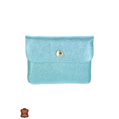 PORTE-MONNAIE EN CUIR MÉTALLISÉ & COULEUR UNIE