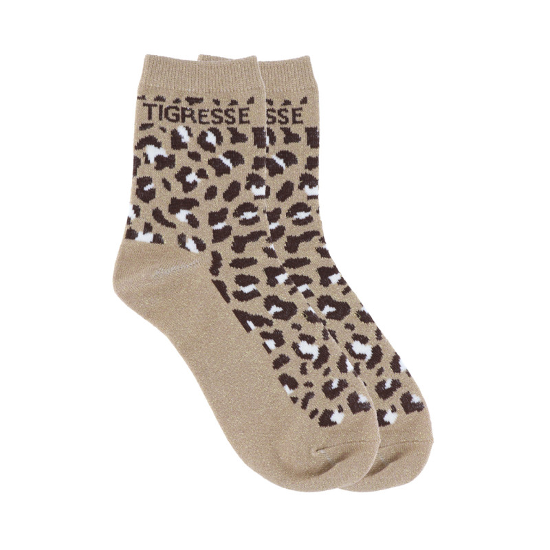 CHAUSSETTES IMPRIMÉ ANIMAL ET LUREX: TIGRESSE