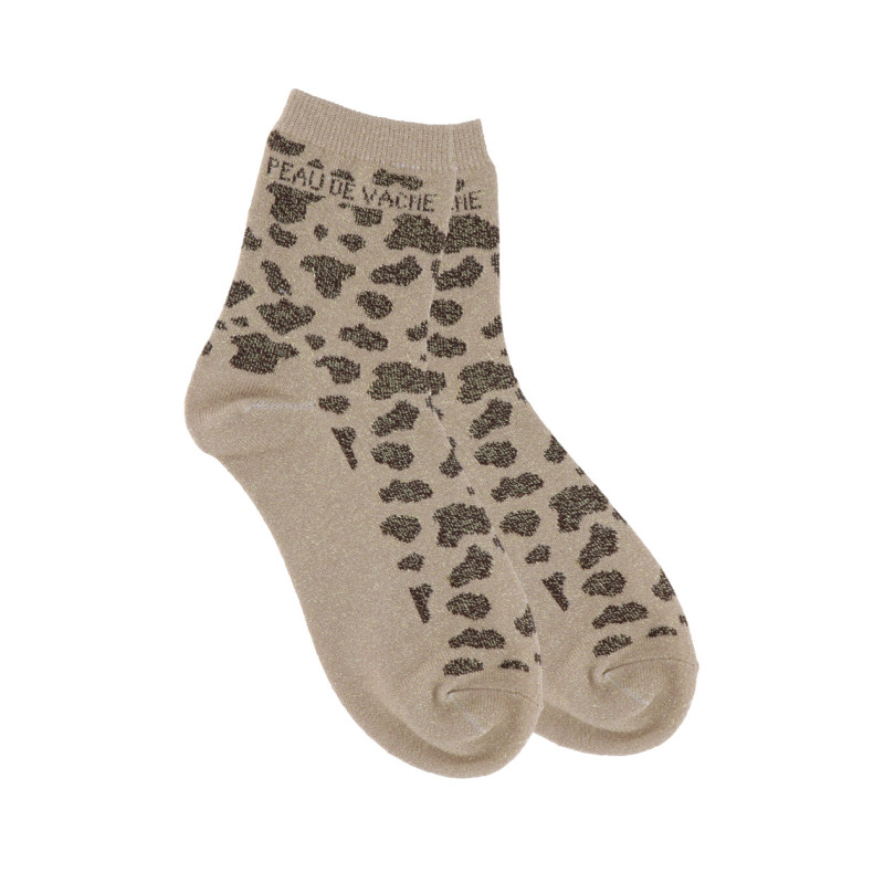 CHAUSSETTES IMPRIMÉ ANIMAL, LUREX: PEAU DE VACHE