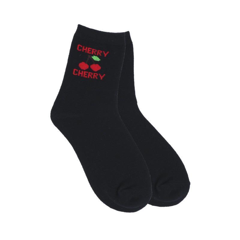 CHAUSSETTES COULEUR UNIE AVEC FRUITS: CHERRY