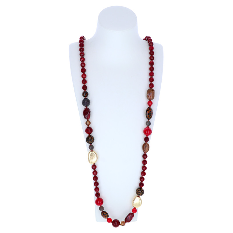 LONG NECKLACE WITH DIFFERENT BEADS SHAPE IN RESIN
