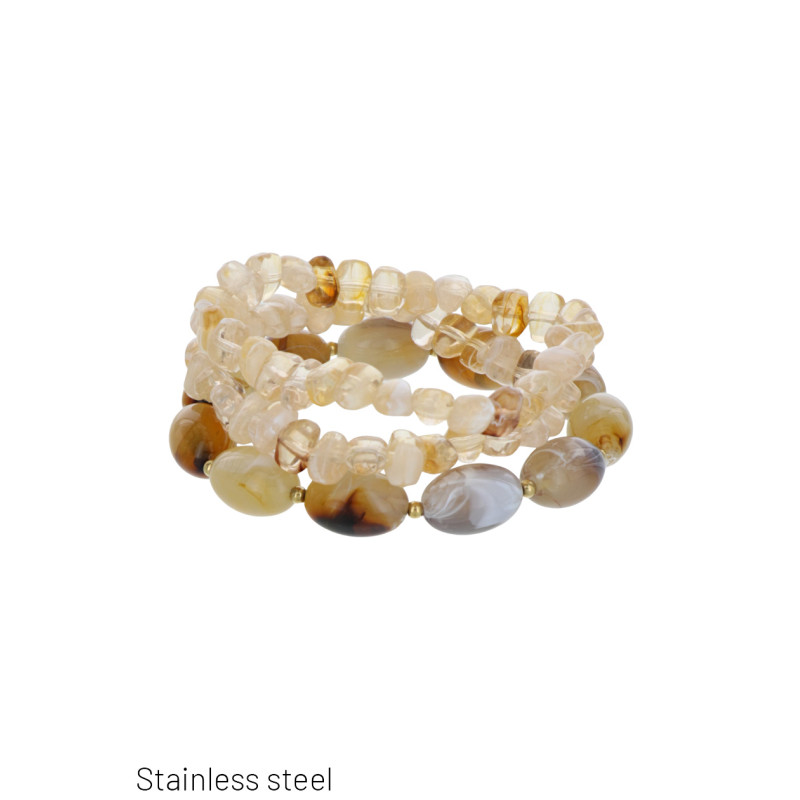 BRACELET ELASTIQUE AVEC PERLES EN RÉSINE ET ACIER