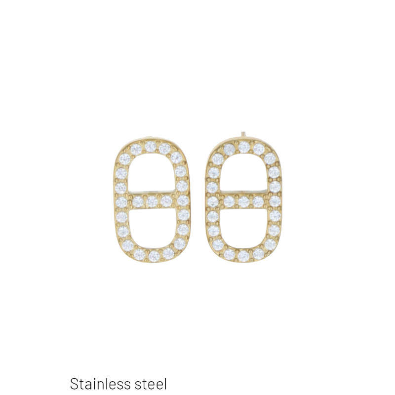 CLIP EARRINGS OVAL SHAPE WITH RHINESTONES