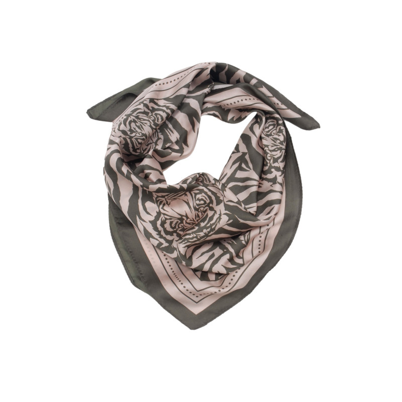 VIERKANTE POLYSILK SJAAL MET ZEBRA PATROON