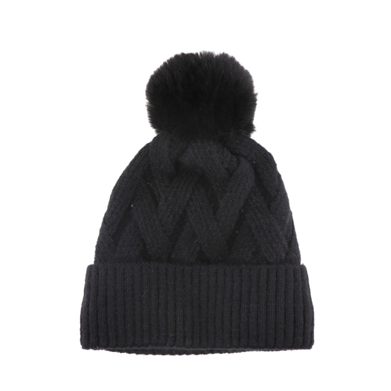 GORRO DE PUNTO CON POMPONES CON ZIGZAG