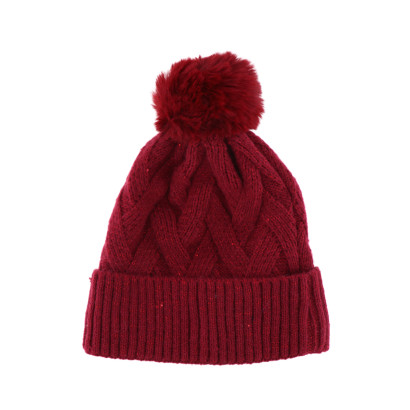 GORRO DE PUNTO CON POMPONES CON ZIGZAG