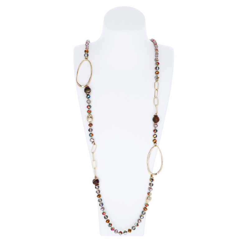 COLLIER LONG DE PERLES A FACETTES