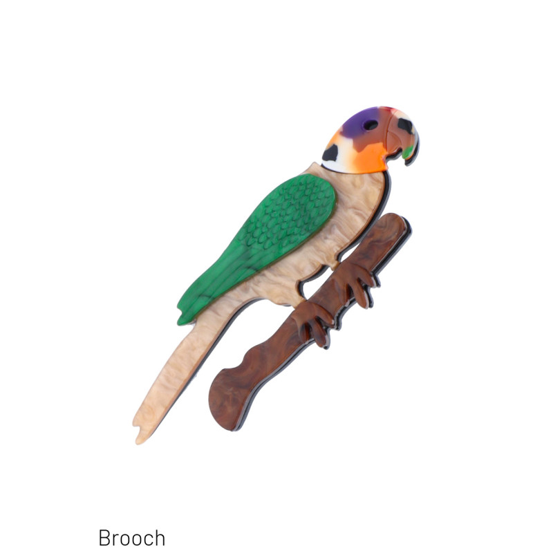 BROCHE AVEC PEROQUET EN RÉSINE