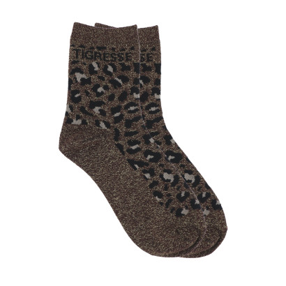 CHAUSSETTES IMPRIMÉ ANIMAL ET LUREX: TIGRESSE