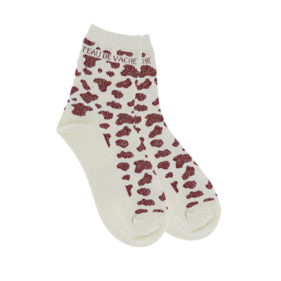 CHAUSSETTES IMPRIMÉ ANIMAL, LUREX: PEAU DE VACHE