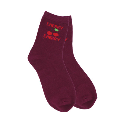 CHAUSSETTES COULEUR UNIE AVEC FRUITS: CHERRY
