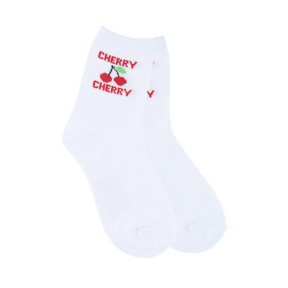 CHAUSSETTES COULEUR UNIE AVEC FRUITS: CHERRY