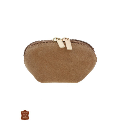 TILA, PORTE-MONNAIE DAIM AVEC POCHE, COULEUR UNIE