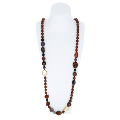 LONG NECKLACE WITH DIFFERENT BEADS SHAPE IN RESIN