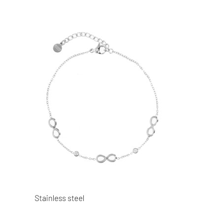 PULSERA EN ACERO CON SIMBOLO DEL INFINITO, ESTRAS