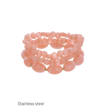 BRACELET ELASTIQUE AVEC PERLES EN RÉSINE ET ACIER