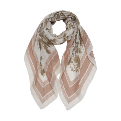 FOULARD POLY LAINE À MOTIF GÉOMÉTRIQUE ET FLEURS