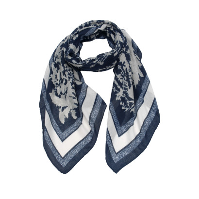 FOULARD POLY LAINE À MOTIF GÉOMÉTRIQUE ET FLEURS