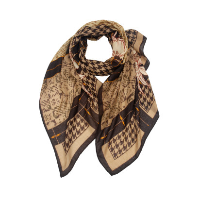 FOULARD POLYLAINE À IMPRIME PIED DE POULE, GÉOMETR