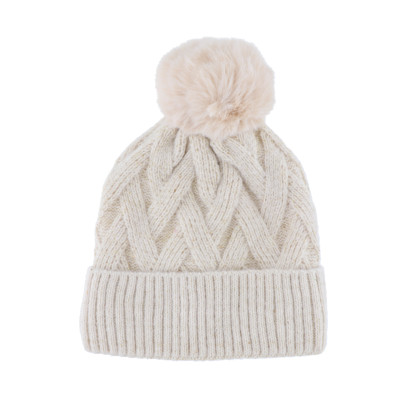 GORRO DE PUNTO CON POMPONES CON ZIGZAG
