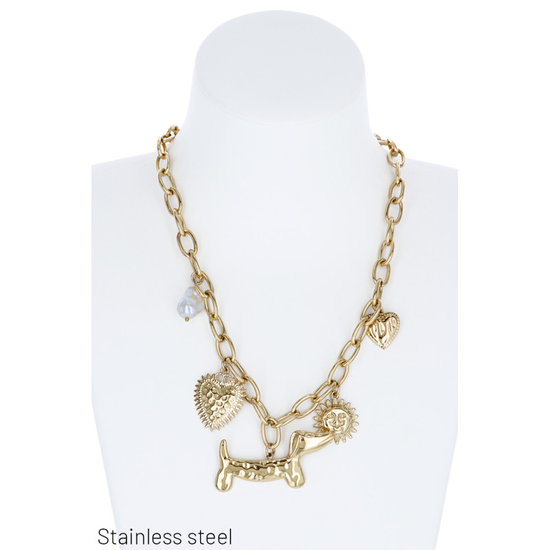 STEEL NECKLACE WITH CHARMS