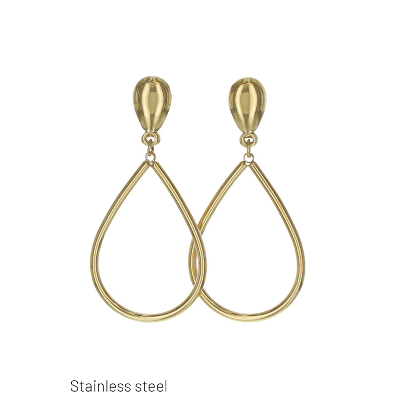 BOUCLES D'OREILLES ACIER FORME DE GOUTTE