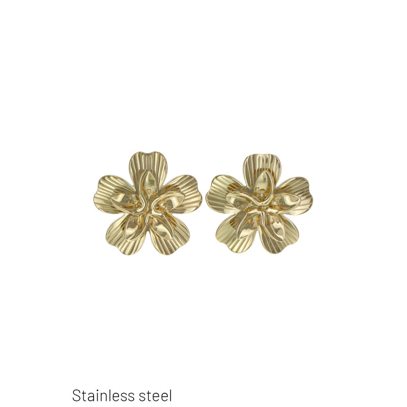 STEEL EARRING FLOWER SHAPE