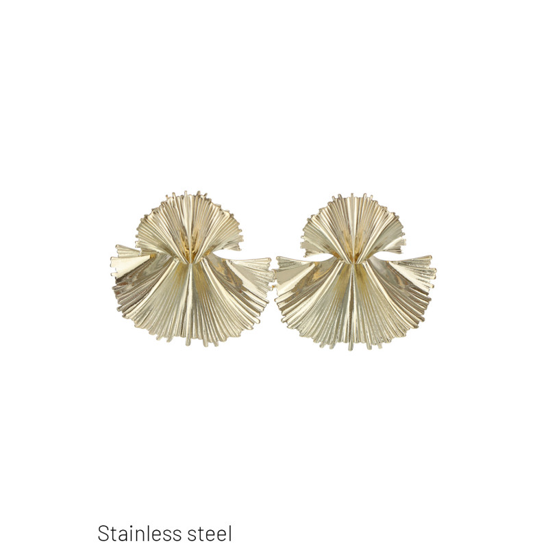 B.O EN ACIER FILIGRANE, PENDENTIF FEUILLES
