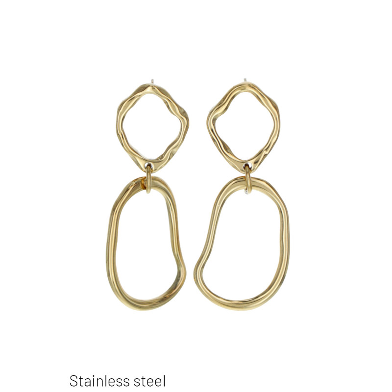 BOUCLES D'O. EN ACIER DE FORME OVALE IRRÉGULIÈRE