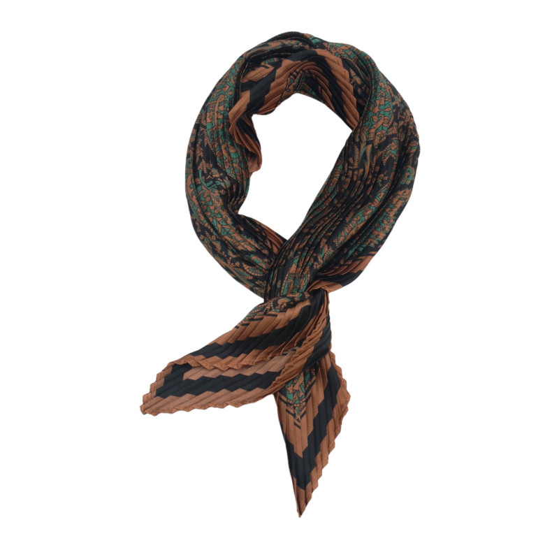 SQUARE POLYSILK SCARF WITH ABSTRACT PRINTING