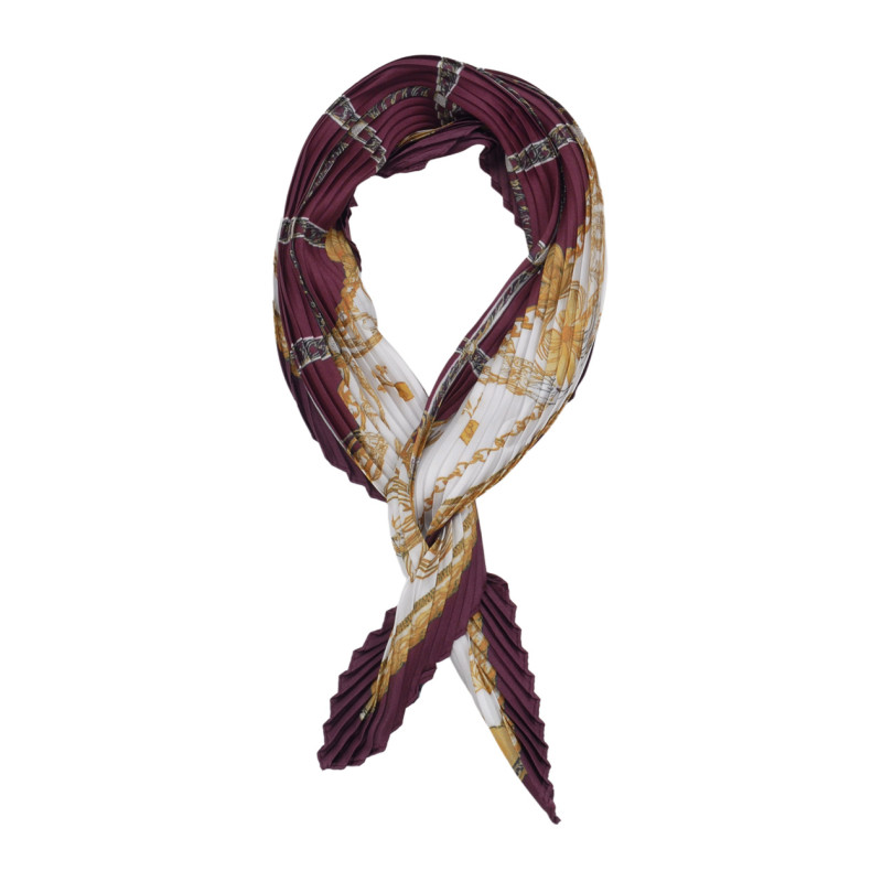 ÉCHARPE CARRÉ PLISSEN POLYSILK, MOTIF GEOMETRIQUE