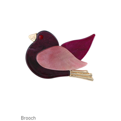 BROCHE MET VOGEL IN HARS