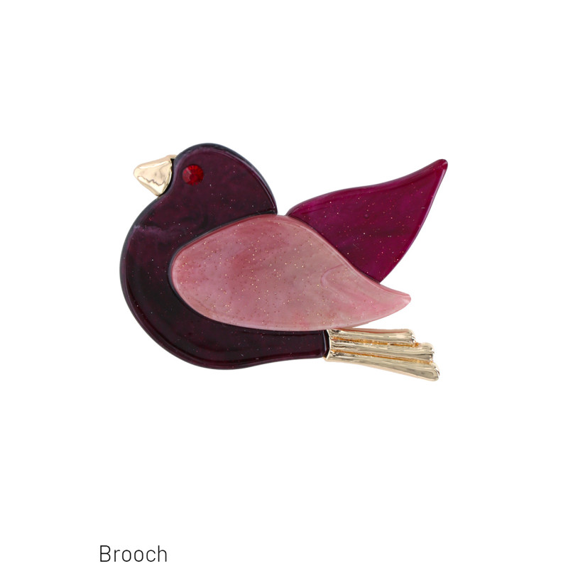 BROCHE MET VOGEL IN HARS