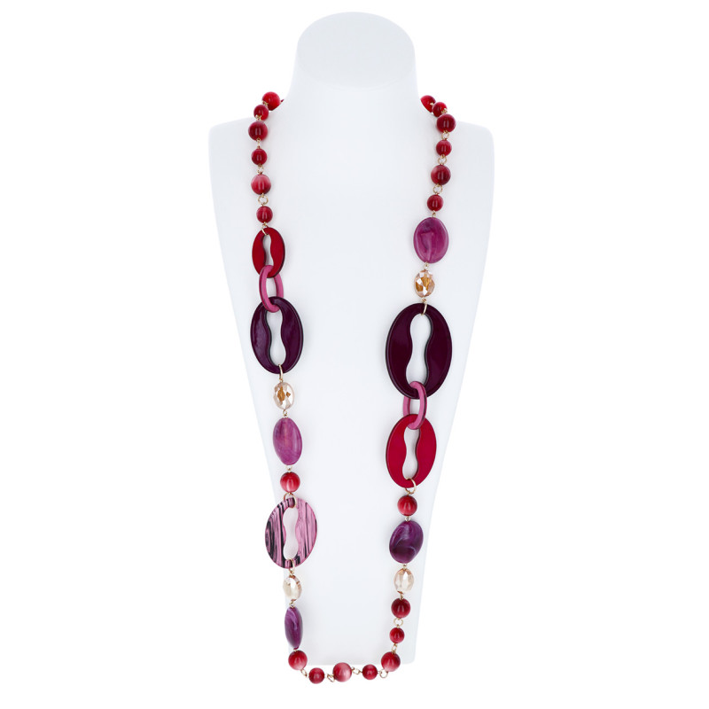 LANGE HALSKETTING MET OVALE HARS HANGER & STRASS