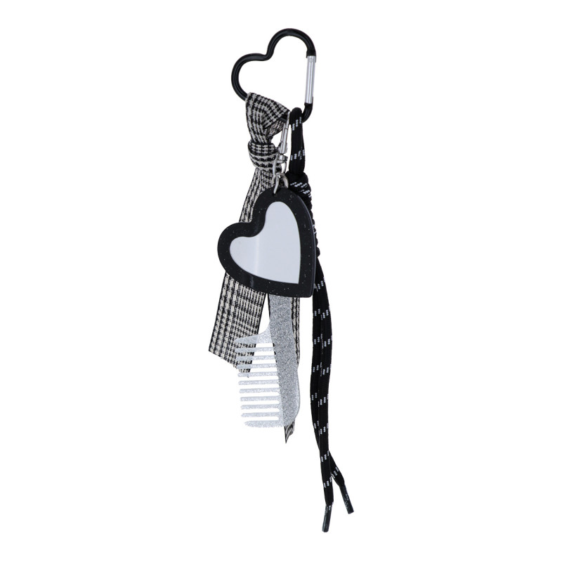 PORTE-CLEFS COEUR AVEC MIROIR ET NOEUD