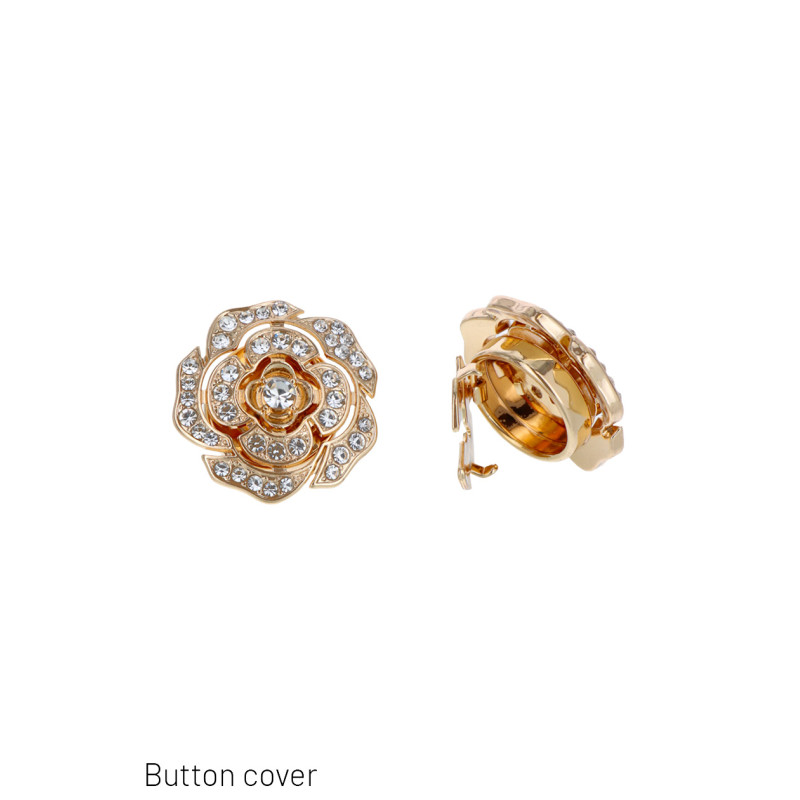 PAIRE DE CACHE-BOUTONS, FORME DE FLEUR, STRASS