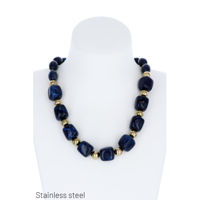 COLLIER EN ACIER AVEC PERLES