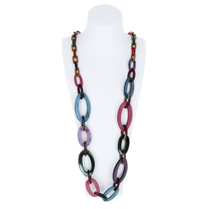 LONG NECKLACE WITH LINK, MARBLE EFFECT