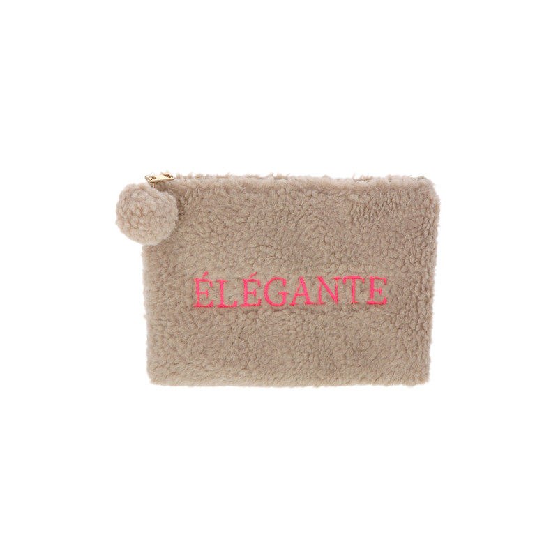 POUCH/KIT IN FUR IMITATION WITH ELEGANTE