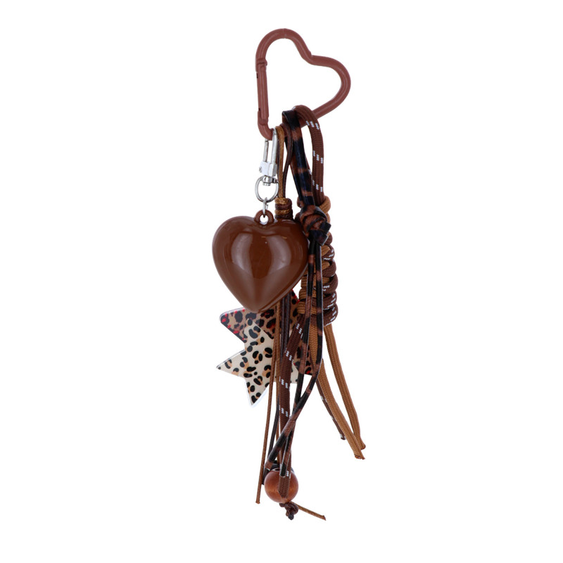 PORTE-CLEFS COEUR, ÉTOILE IMPR. ANIMAL, POMPONS