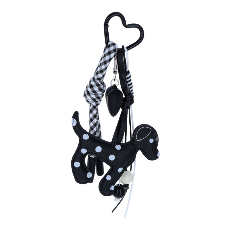 PORTE-CLEFS AVEC CHIEN, COEUR ET POMPON