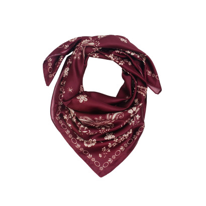 FOULARD CARRÉ À MOTIF PAISLEY ET FLEURS