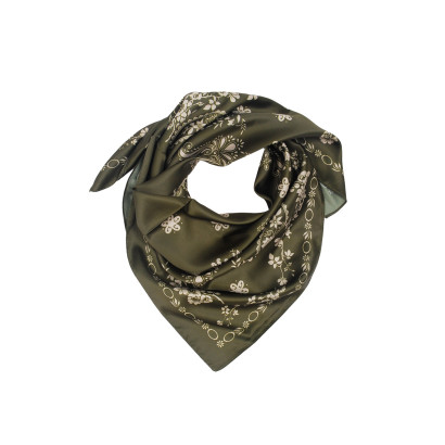 FOULARD CARRÉ À MOTIF PAISLEY ET FLEURS