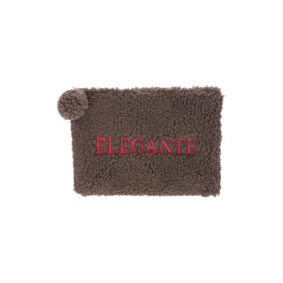 POUCH/KIT IN FUR IMITATION WITH ELEGANTE, POMPON