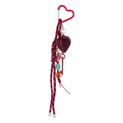 PORTE-CLEFS COEUR AVEC PERLES ET POMPON