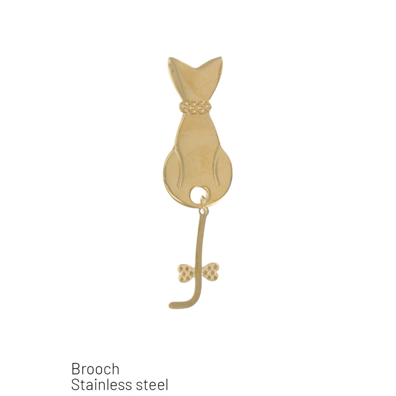 BROCHE EN ACIER EN FORME DE CHAT