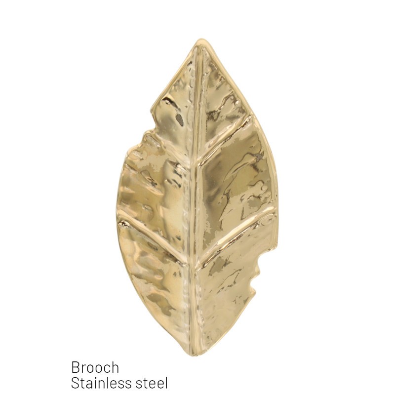 BROCHE EN ACIER AVEC FEUILLE