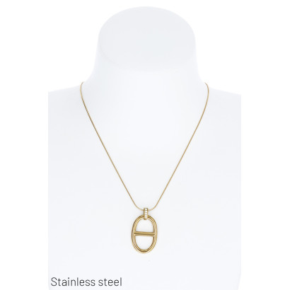 COLLIER AVEC PENDENTIF METALLIQUE OVALE
