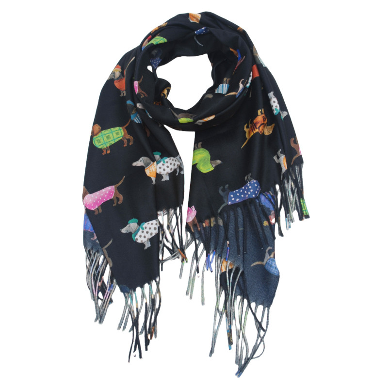 PAÑUELO TEJIDO CON ESTAMPADO LUNARES